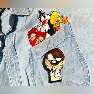 Vintage Looney Tunes Denim Flannel
